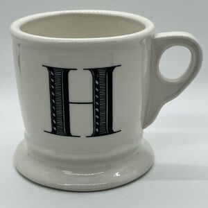 Anthropologie Classic White Monogram Letter H Mug with Handle